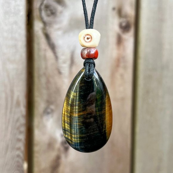 Artisan Jewelry - Blue Tigers Eye Gemstone Pendant